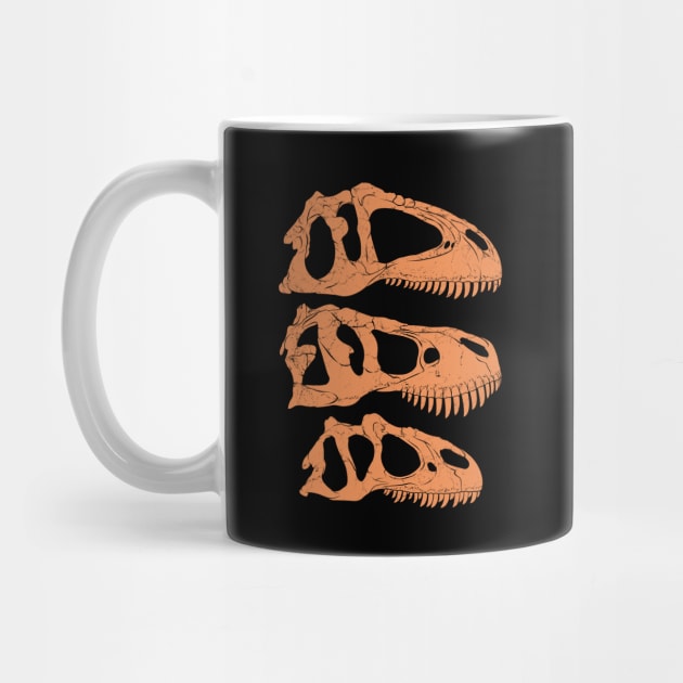 Giganotosaurus Tyrannosaurus Rex Allosaurus fossil skulls by NicGrayTees